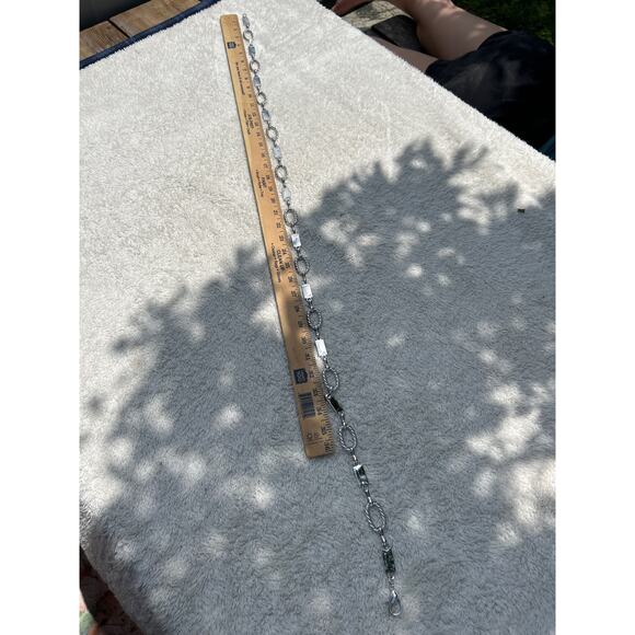 Silver Tone Chain Belt Rectangles Braided Ovals - Picture 5 of 5